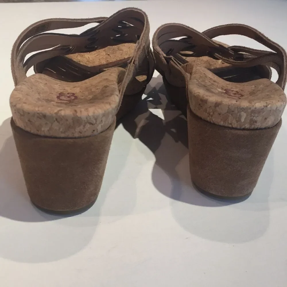 Ugg Shoes Lilah Tan Suede Wedge Sandals size 8